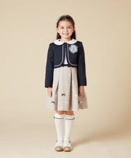 KQECA01129 a.v.v KIDS(アー・ヴェ・ヴェ) [100-130]【結婚式/セレモニー/オケージョン】フラワージャカードワンピース ベージュ