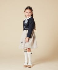 KQECA01129 a.v.v KIDS(アー・ヴェ・ヴェ) [100-130]【結婚式/セレモニー/オケージョン】フラワージャカードワンピース ベージュ