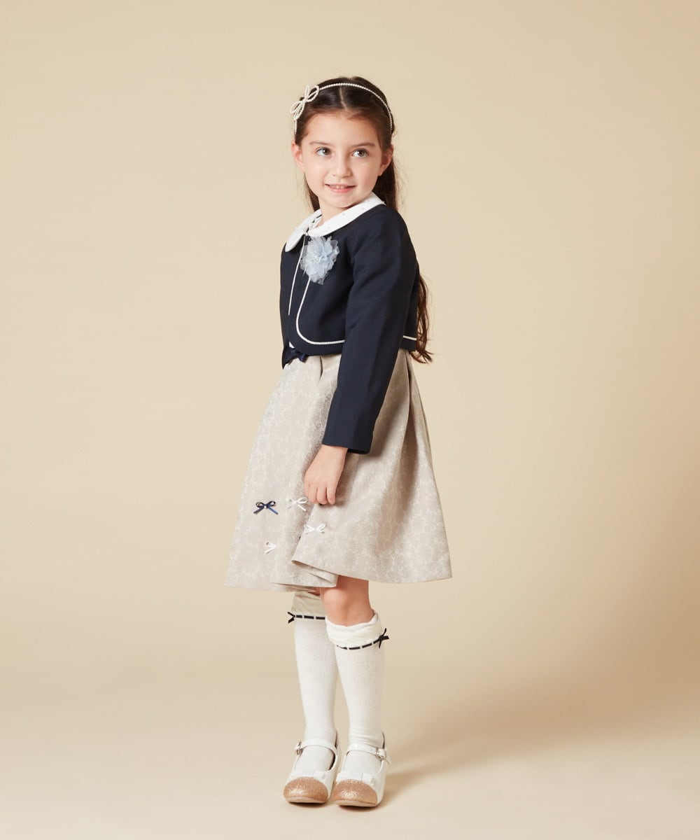 KQECA01129 a.v.v KIDS(アー・ヴェ・ヴェ) [100-130]【結婚式/セレモニー/オケージョン】フラワージャカードワンピース ベージュ