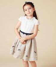 KQECA01129 a.v.v KIDS(アー・ヴェ・ヴェ) [100-130]【結婚式/セレモニー/オケージョン】フラワージャカードワンピース ベージュ