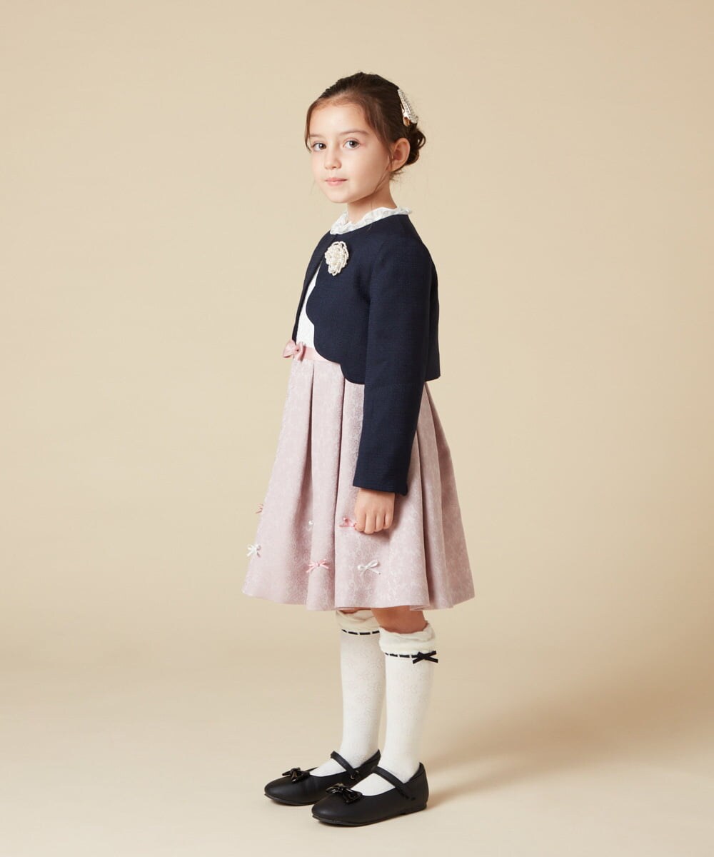 KQECA01129 a.v.v KIDS(アー・ヴェ・ヴェ) [100-130]【結婚式/セレモニー/オケージョン】フラワージャカードワンピース ベージュ