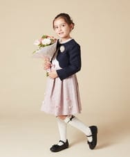 KQECA01129 a.v.v KIDS(アー・ヴェ・ヴェ) [100-130]【結婚式/セレモニー/オケージョン】フラワージャカードワンピース ベージュ