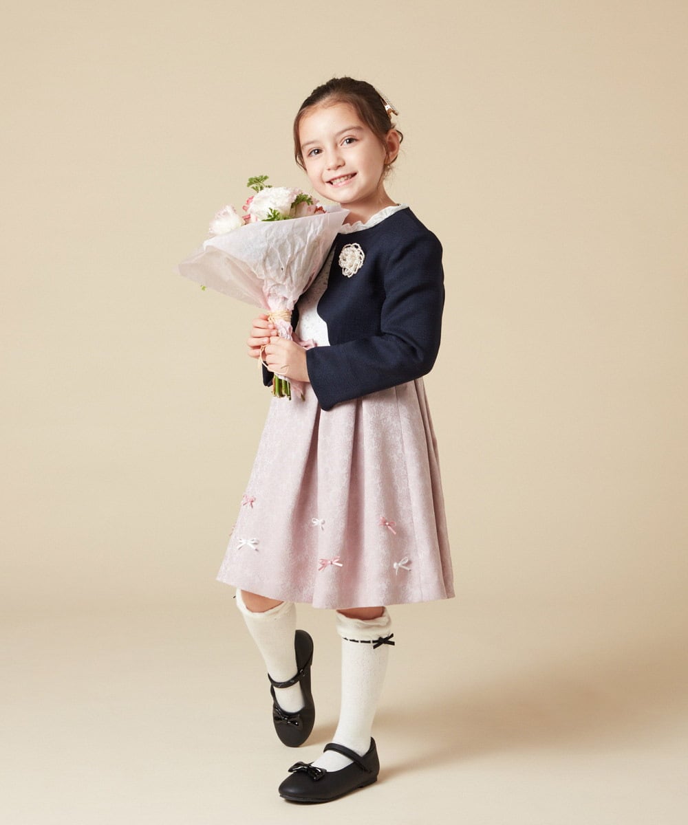 KQECA01129 a.v.v KIDS(アー・ヴェ・ヴェ) [100-130]【結婚式/セレモニー/オケージョン】フラワージャカードワンピース ベージュ