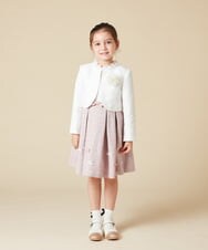 KQECA01129 a.v.v KIDS(アー・ヴェ・ヴェ) [100-130]【結婚式/セレモニー/オケージョン】フラワージャカードワンピース ベージュ