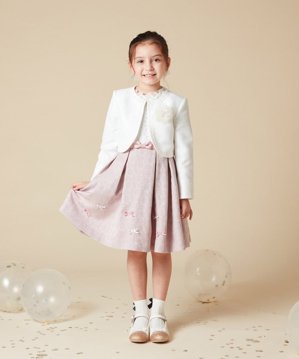 KQECA01129 a.v.v KIDS(アー・ヴェ・ヴェ) [100-130]【結婚式/セレモニー/オケージョン】フラワージャカードワンピース ベージュ