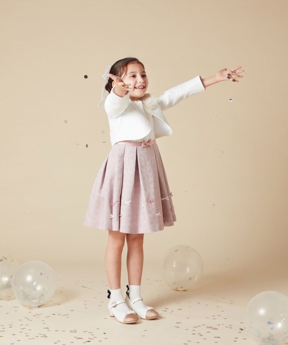 KQECA01129 a.v.v KIDS(アー・ヴェ・ヴェ) [100-130]【結婚式/セレモニー/オケージョン】フラワージャカードワンピース ベージュ