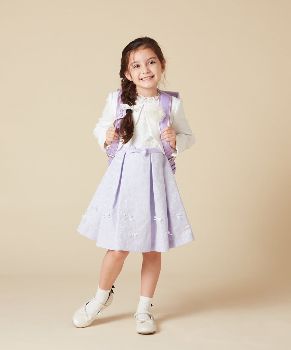 KQECA01129 a.v.v KIDS(アー・ヴェ・ヴェ) [100-130]【結婚式/セレモニー/オケージョン】フラワージャカードワンピース ベージュ