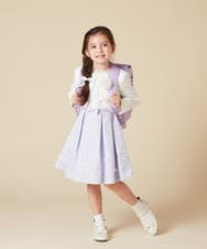 KQECA01129 a.v.v KIDS(アー・ヴェ・ヴェ) [100-130]【結婚式/セレモニー/オケージョン】フラワージャカードワンピース ベージュ