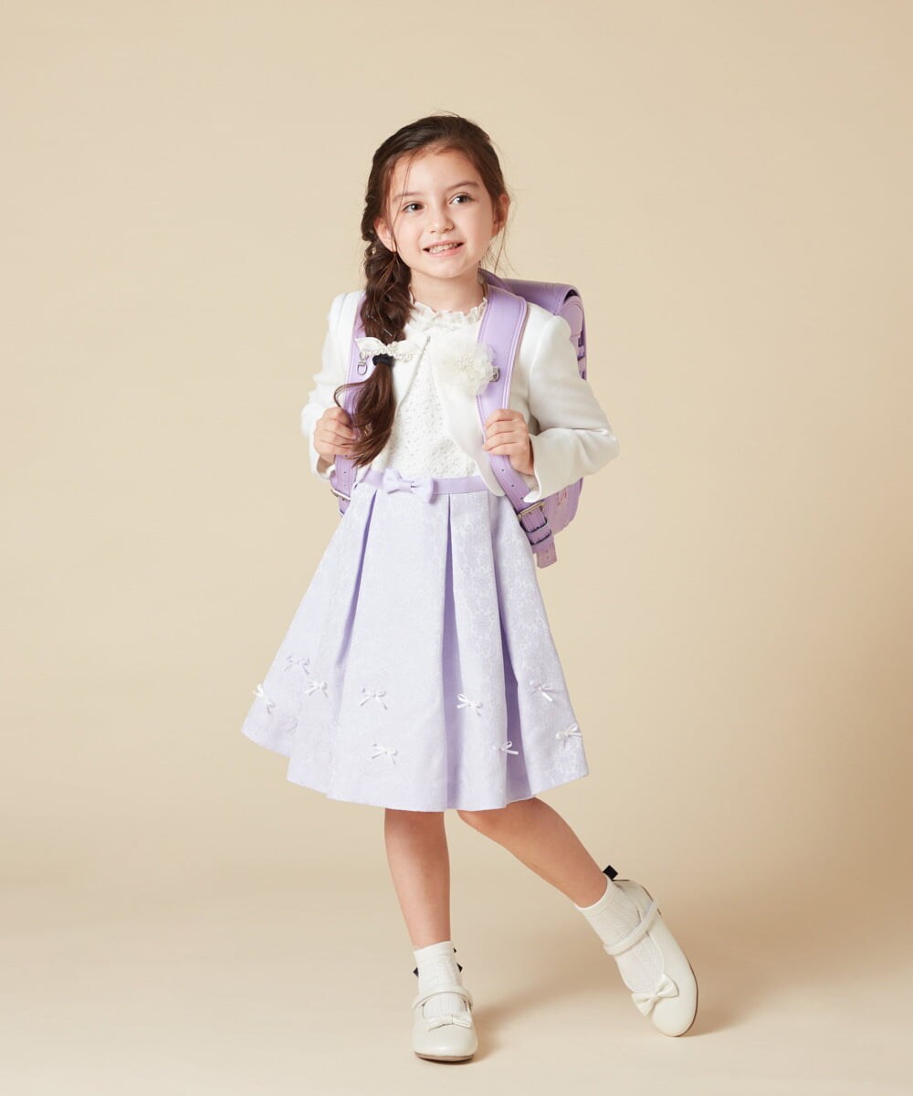 KQECA01129 a.v.v KIDS(アー・ヴェ・ヴェ) [100-130]【結婚式/セレモニー/オケージョン】フラワージャカードワンピース ベージュ