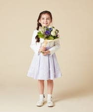 KQECA01129 a.v.v KIDS(アー・ヴェ・ヴェ) [100-130]【結婚式/セレモニー/オケージョン】フラワージャカードワンピース ベージュ