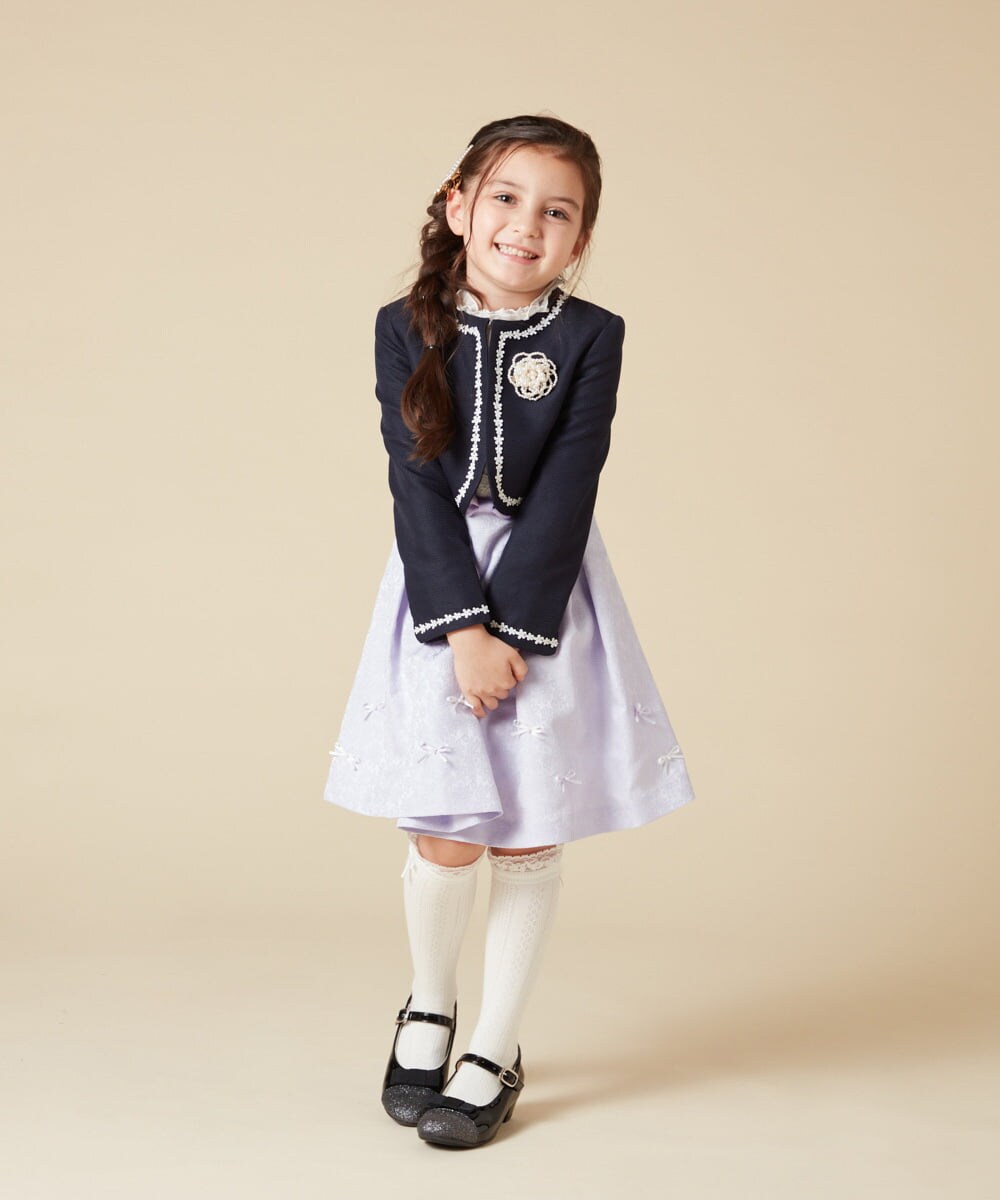 KQECA01129 a.v.v KIDS(アー・ヴェ・ヴェ) [100-130]【結婚式/セレモニー/オケージョン】フラワージャカードワンピース ベージュ