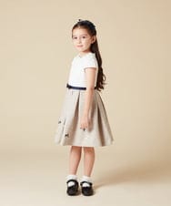 KQECA01129 a.v.v KIDS(アー・ヴェ・ヴェ) [100-130]【結婚式/セレモニー/オケージョン】フラワージャカードワンピース ベージュ