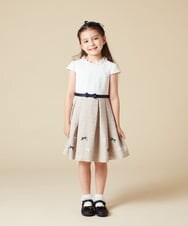KQECA01129 a.v.v KIDS(アー・ヴェ・ヴェ) [100-130]【結婚式/セレモニー/オケージョン】フラワージャカードワンピース ベージュ