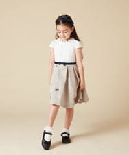 KQECA01129 a.v.v KIDS(アー・ヴェ・ヴェ) [100-130]【結婚式/セレモニー/オケージョン】フラワージャカードワンピース ベージュ