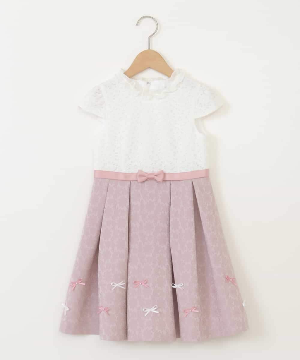 KQECA01129 a.v.v KIDS(アー・ヴェ・ヴェ) [100-130]【結婚式/セレモニー/オケージョン】フラワージャカードワンピース ピンク