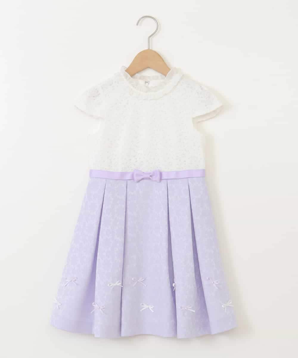 KQECA01129 a.v.v KIDS(アー・ヴェ・ヴェ) [100-130]【結婚式/セレモニー/オケージョン】フラワージャカードワンピース ラベンダー