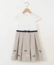 KQECA01129 a.v.v KIDS(アー・ヴェ・ヴェ) [100-130]【結婚式/セレモニー/オケージョン】フラワージャカードワンピース ベージュ