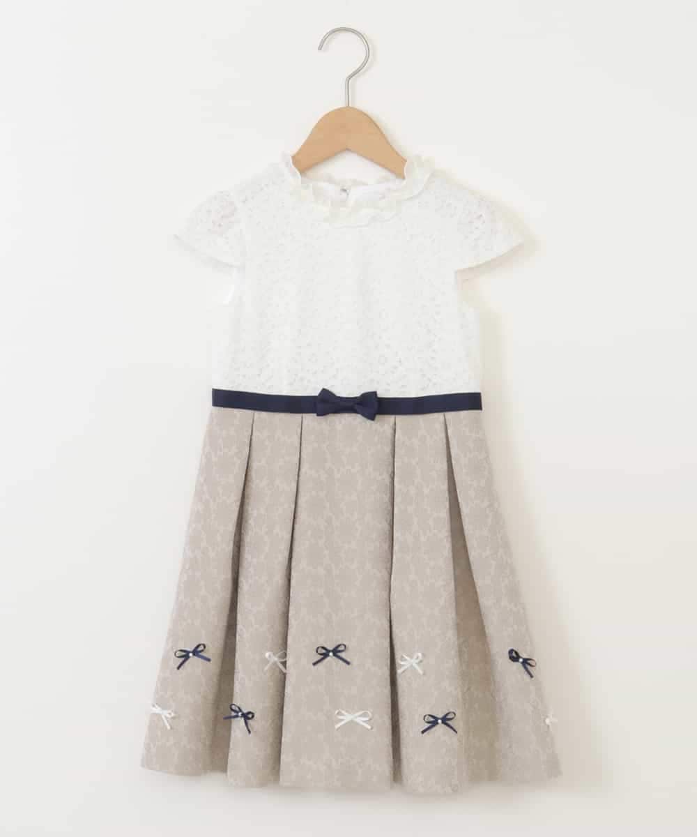KQECA01129 a.v.v KIDS(アー・ヴェ・ヴェ) [100-130]【結婚式/セレモニー/オケージョン】フラワージャカードワンピース ベージュ