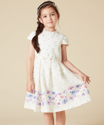 KQECA03129 a.v.v KIDS [100-130]【結婚式/セレモニー/オケージョン】フラワープリントワンピース