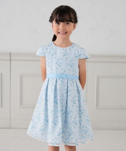 KQECD02129 a.v.v KIDS [110-130]【セレモニー/オケージョン/結婚式】フラワー刺繍セレモニーワンピース