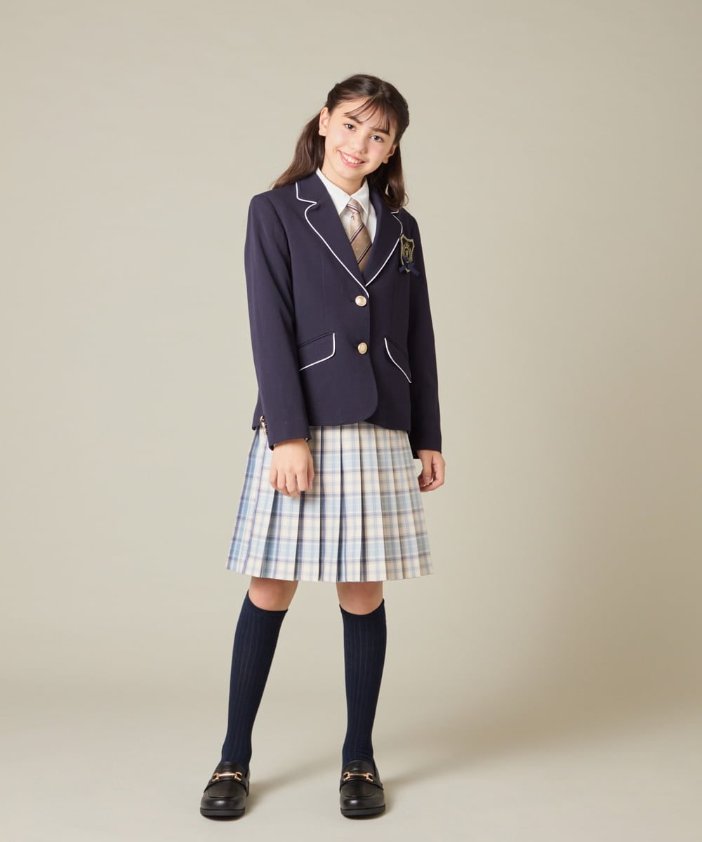KQJBD01099 a.v.v KIDS(アー・ヴェ・ヴェ) [150-160]【2026 卒服】【エンブレム付き】パイピングテーラードジャケット ネイビー