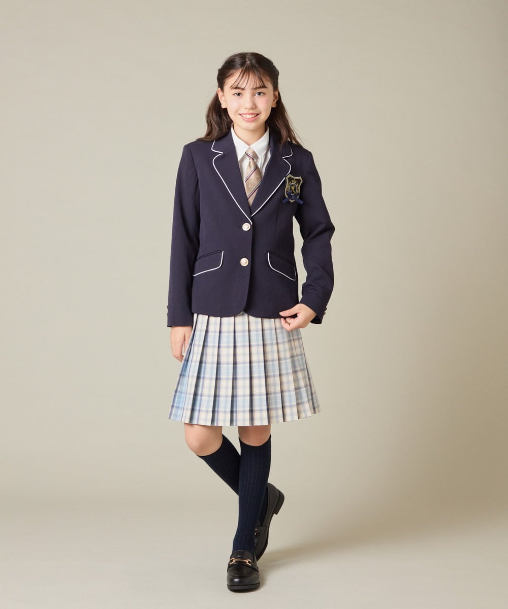 KQJBD01099 a.v.v KIDS(アー・ヴェ・ヴェ) [150-160]【2026 卒服】【エンブレム付き】パイピングテーラードジャケット ネイビー