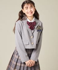 KQJBD02099 a.v.v KIDS(アー・ヴェ・ヴェ) [150-160]【2026 卒服/人気NO.1】【エンブレム付き】ショートテーラードジャケット ライトグレー(チェック柄)