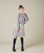 KQJBD02099 a.v.v KIDS(アー・ヴェ・ヴェ) [150-160]【2026 卒服/人気NO.1】【エンブレム付き】ショートテーラードジャケット ライトグレー(チェック柄)