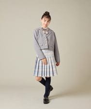 KQJBD02099 a.v.v KIDS(アー・ヴェ・ヴェ) [150-160]【2026 卒服/人気NO.1】【エンブレム付き】ショートテーラードジャケット ライトグレー(チェック柄)