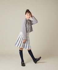 KQJBD02099 a.v.v KIDS(アー・ヴェ・ヴェ) [150-160]【2026 卒服/人気NO.1】【エンブレム付き】ショートテーラードジャケット ライトグレー(チェック柄)