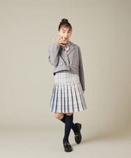 KQJBD02099 a.v.v KIDS(アー・ヴェ・ヴェ) [150-160]【2026 卒服/人気NO.1】【エンブレム付き】ショートテーラードジャケット ライトグレー(チェック柄)
