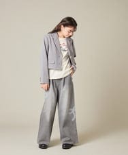 KQJBD02099 a.v.v KIDS(アー・ヴェ・ヴェ) [150-160]【2026 卒服/人気NO.1】【エンブレム付き】ショートテーラードジャケット ライトグレー(チェック柄)