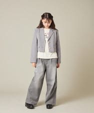 KQJBD02099 a.v.v KIDS(アー・ヴェ・ヴェ) [150-160]【2026 卒服/人気NO.1】【エンブレム付き】ショートテーラードジャケット ライトグレー(チェック柄)