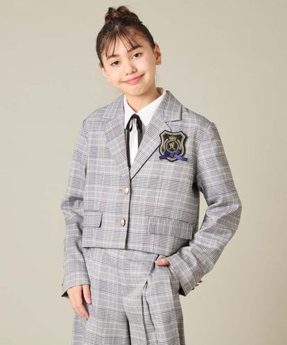 KQJBD02099  [150-160]【2026 卒服/人気NO.1】【エンブレム付き】ショートテーラードジャケット
