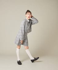 KQJBD02099 a.v.v KIDS(アー・ヴェ・ヴェ) [150-160]【2026 卒服/人気NO.1】【エンブレム付き】ショートテーラードジャケット ライトグレー(チェック柄)