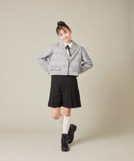 KQJBD02099 a.v.v KIDS(アー・ヴェ・ヴェ) [150-160]【2026 卒服/人気NO.1】【エンブレム付き】ショートテーラードジャケット ライトグレー(チェック柄)