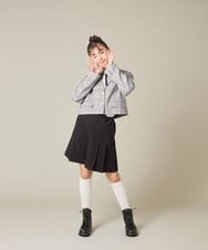 KQJBD02099 a.v.v KIDS(アー・ヴェ・ヴェ) [150-160]【2026 卒服/人気NO.1】【エンブレム付き】ショートテーラードジャケット ライトグレー(チェック柄)