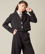 KQJBD02099 a.v.v KIDS(アー・ヴェ・ヴェ) [150-160]【2026 卒服/人気NO.1】【エンブレム付き】ショートテーラードジャケット ライトグレー(チェック柄)
