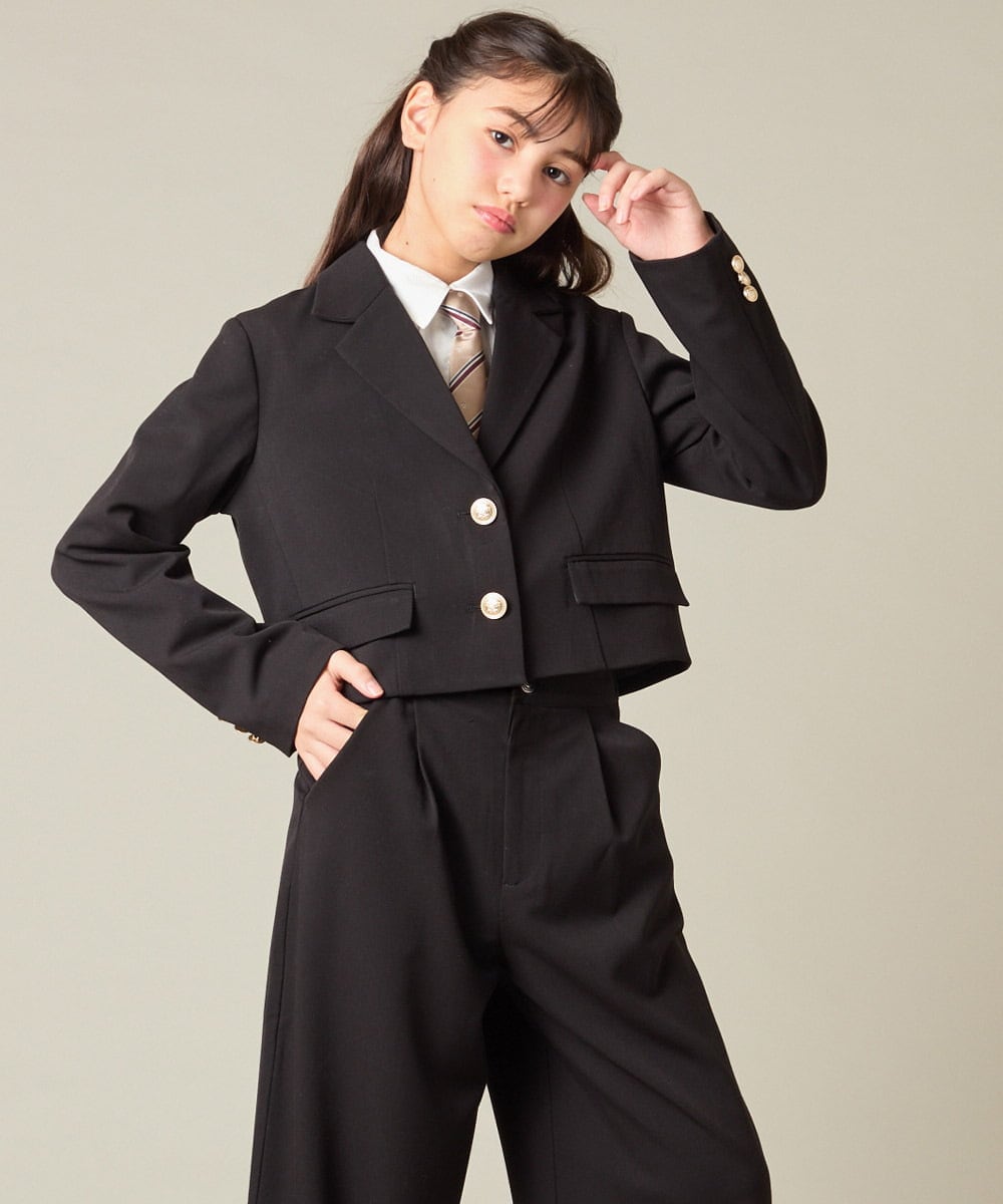 KQJBD02099 a.v.v KIDS(アー・ヴェ・ヴェ) [150-160]【2026 卒服/人気NO.1】【エンブレム付き】ショートテーラードジャケット ライトグレー(チェック柄)