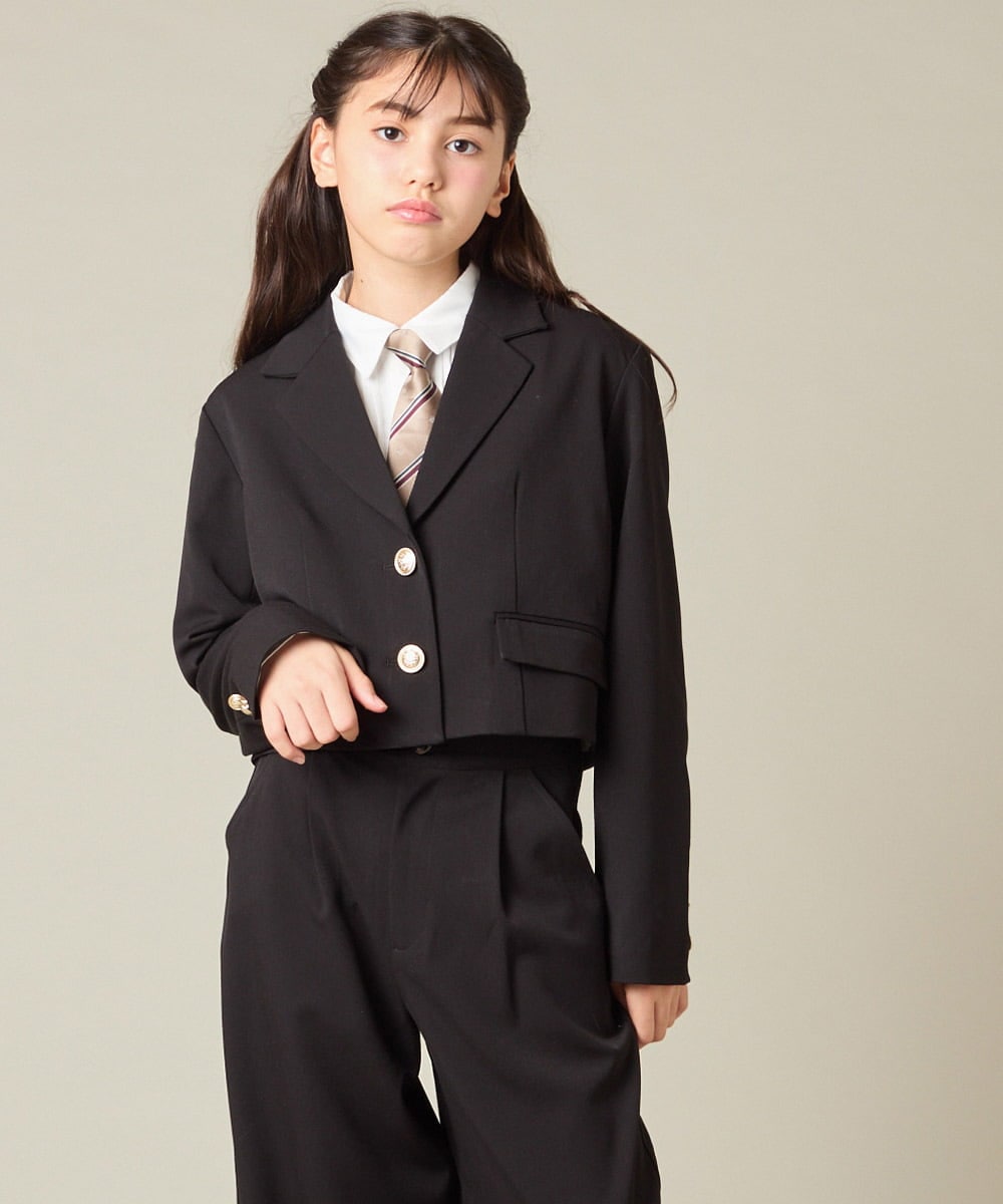 KQJBD02099 a.v.v KIDS(アー・ヴェ・ヴェ) [150-160]【2026 卒服/人気NO.1】【エンブレム付き】ショートテーラードジャケット ライトグレー(チェック柄)