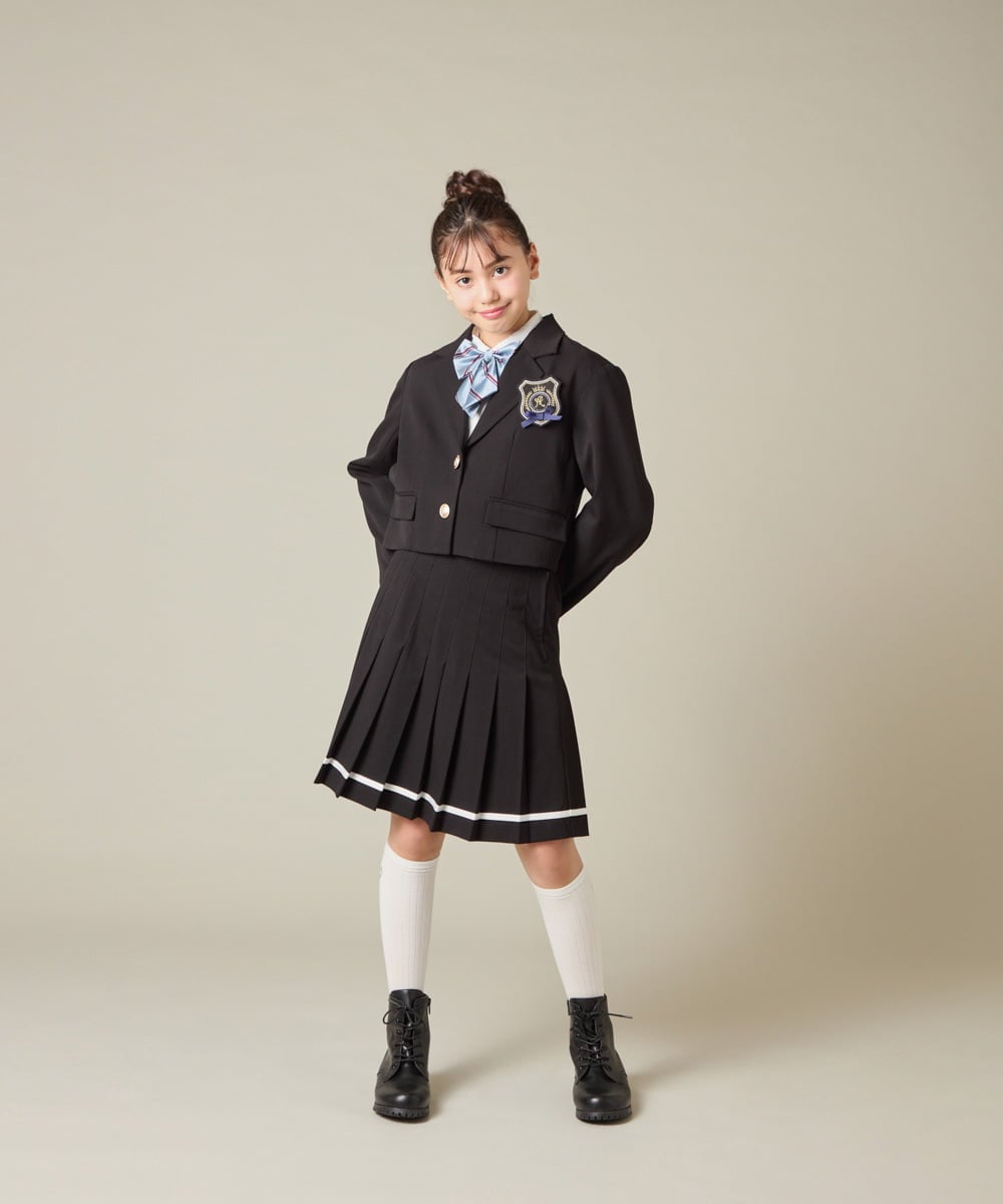 KQJBD02099 a.v.v KIDS(アー・ヴェ・ヴェ) [150-160]【2026 卒服/人気NO.1】【エンブレム付き】ショートテーラードジャケット ライトグレー(チェック柄)