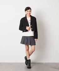 KQJBD02099 a.v.v KIDS(アー・ヴェ・ヴェ) [150-160]【2026 卒服/人気NO.1】【エンブレム付き】ショートテーラードジャケット ライトグレー(チェック柄)