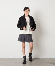 KQJBD02099 a.v.v KIDS(アー・ヴェ・ヴェ) [150-160]【2026 卒服/人気NO.1】【エンブレム付き】ショートテーラードジャケット ライトグレー(チェック柄)
