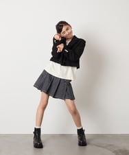 KQJBD02099 a.v.v KIDS(アー・ヴェ・ヴェ) [150-160]【2026 卒服/人気NO.1】【エンブレム付き】ショートテーラードジャケット ライトグレー(チェック柄)