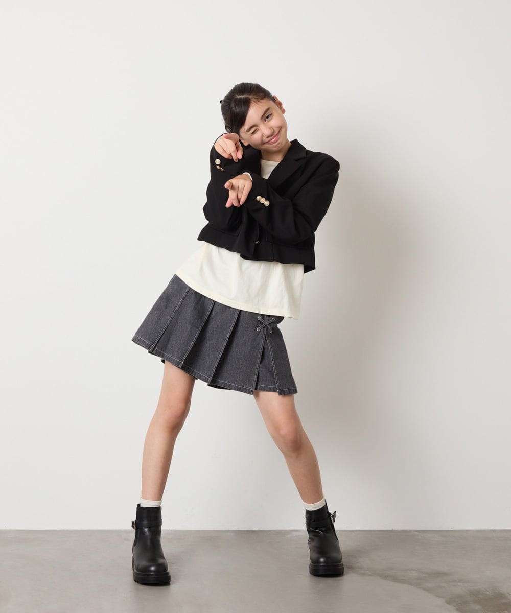 KQJBD02099 a.v.v KIDS(アー・ヴェ・ヴェ) [150-160]【2026 卒服/人気NO.1】【エンブレム付き】ショートテーラードジャケット ライトグレー(チェック柄)