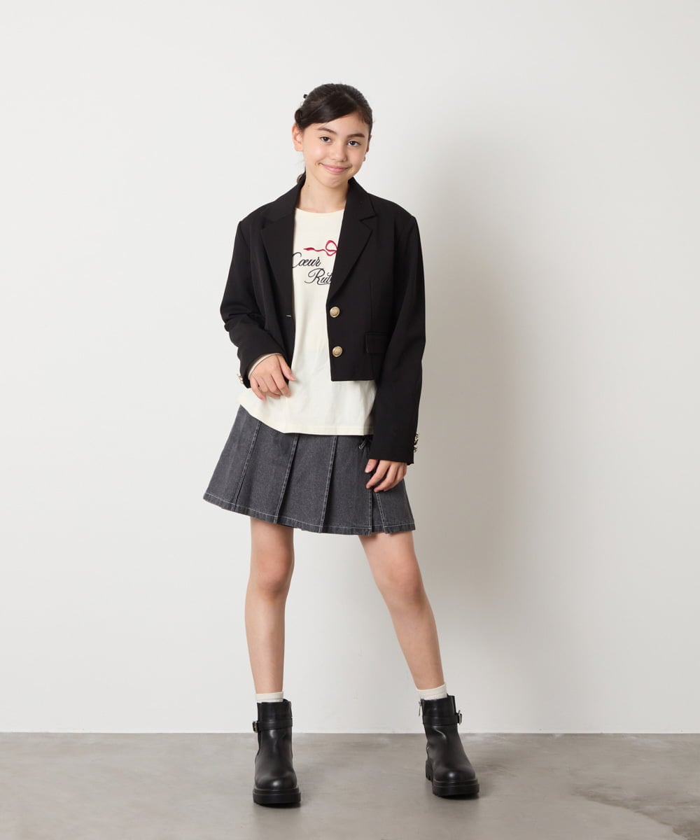 KQJBD02099 a.v.v KIDS(アー・ヴェ・ヴェ) [150-160]【2026 卒服/人気NO.1】【エンブレム付き】ショートテーラードジャケット ライトグレー(チェック柄)