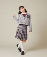 KQJBD02099 a.v.v KIDS(アー・ヴェ・ヴェ) [150-160]【2026 卒服/人気NO.1】【エンブレム付き】ショートテーラードジャケット ライトグレー(チェック柄)