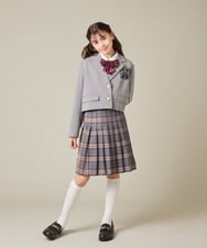 KQJBD02099 a.v.v KIDS(アー・ヴェ・ヴェ) [150-160]【2026 卒服/人気NO.1】【エンブレム付き】ショートテーラードジャケット ライトグレー(チェック柄)
