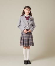 KQJBD02099 a.v.v KIDS(アー・ヴェ・ヴェ) [150-160]【2026 卒服/人気NO.1】【エンブレム付き】ショートテーラードジャケット ライトグレー(チェック柄)