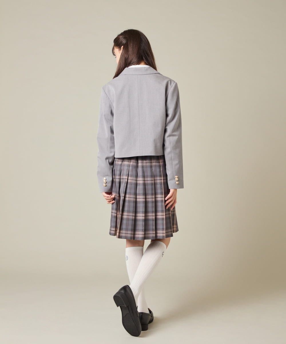 KQJBD02099 a.v.v KIDS(アー・ヴェ・ヴェ) [150-160]【2026 卒服/人気NO.1】【エンブレム付き】ショートテーラードジャケット ライトグレー(チェック柄)